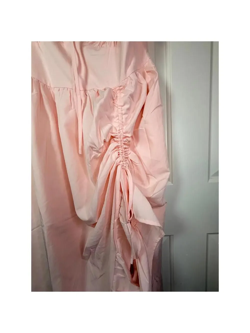 Scarlet Darkness Victorian Fairy Midi Dress Baby Pink L Puff Sleeve Square Neck - Picture 3 of 6